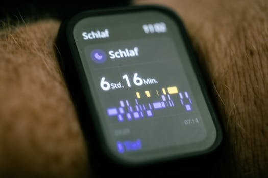 A close up of a smart watch with a clock